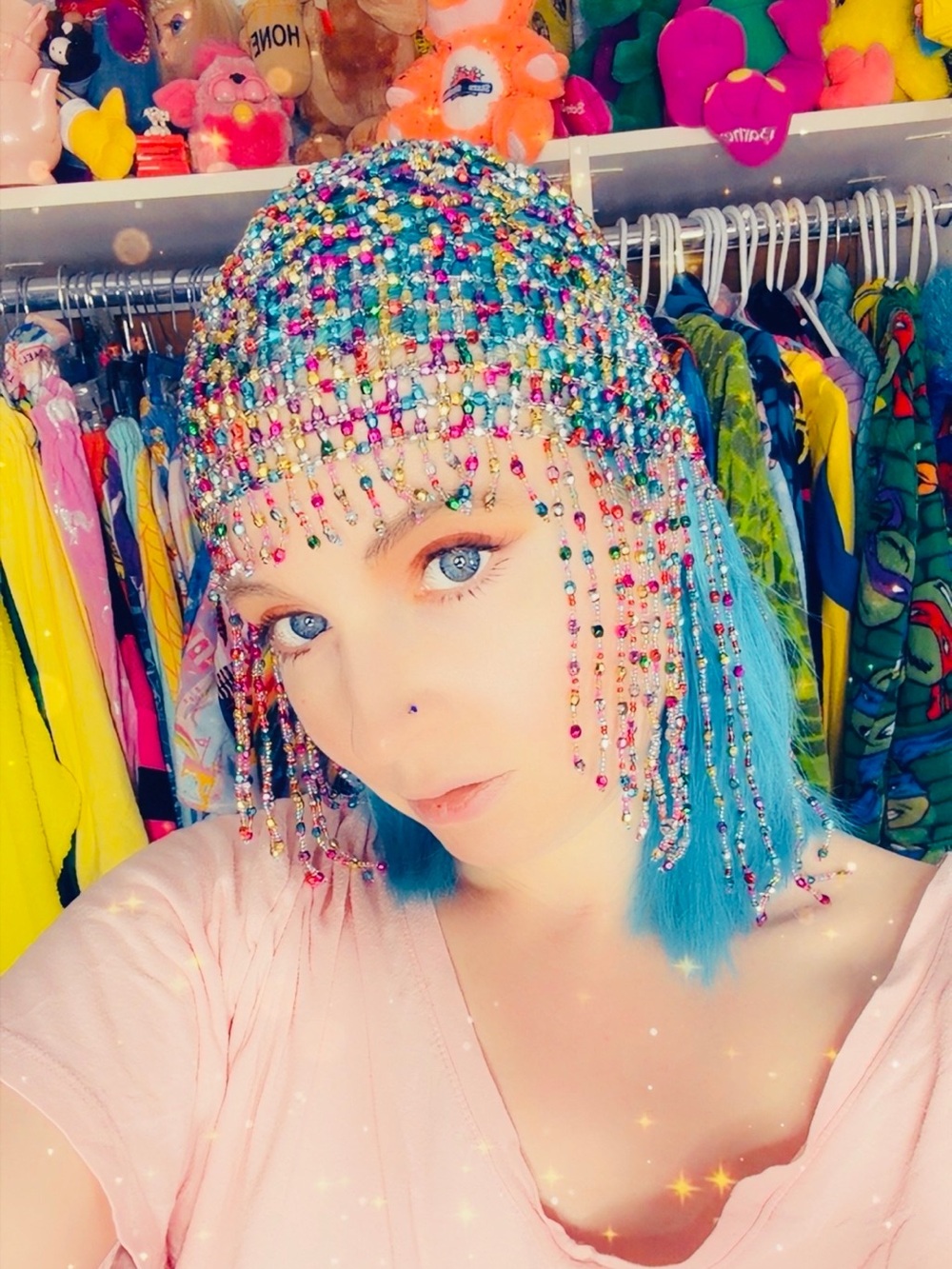 Multicolor Beaded Fringe Headpiece